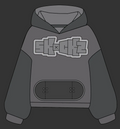 SKOCKZ Signature Hoodie design flat - oversized hoodie with the SKOCKZ chest logo and a skateboard-shaped front pocket