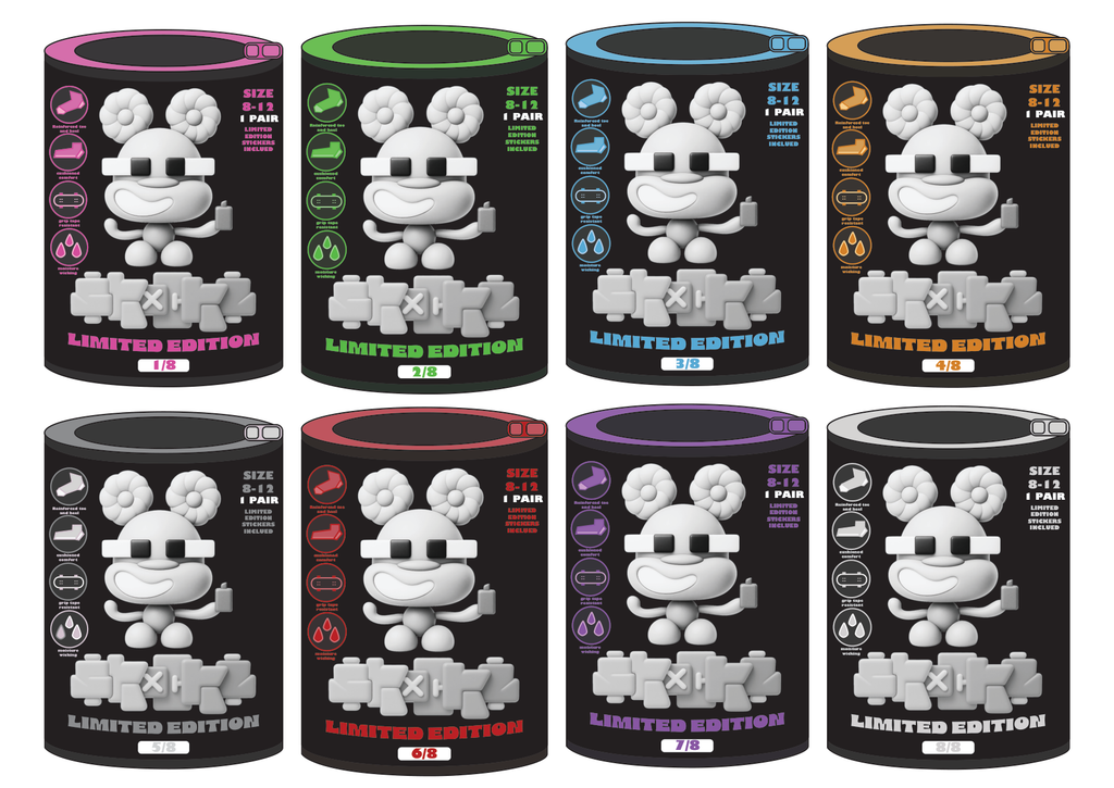 SKOCKZ Limited Edition Socks — all 8 collectible can designs