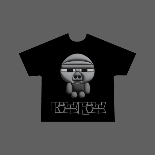 KILLA RILLA Oversized Tee in black — grey gorilla character with visor and the KILLA RILLA outline wordmark across the chest, front